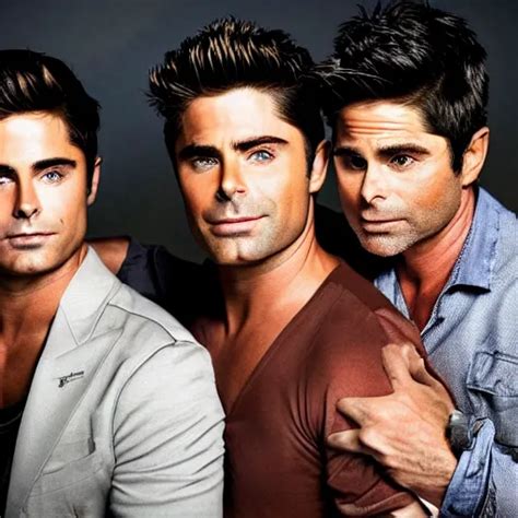 Portrait Of Zac Efron And John Stamos And Rob Lowe Stable Diffusion