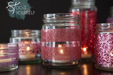 How To Make Diy Glittered Glass Jars ~ Perfect Candle Holders