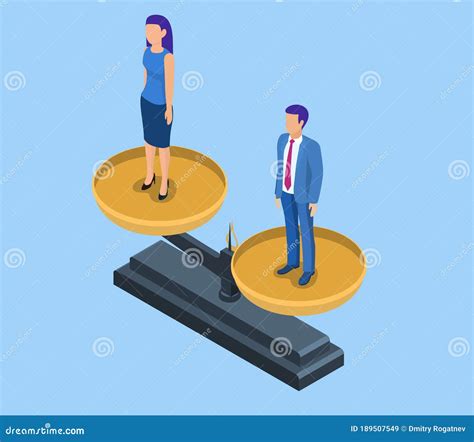 Businessman And Businesswoman Equal On A Scale Stock Vector