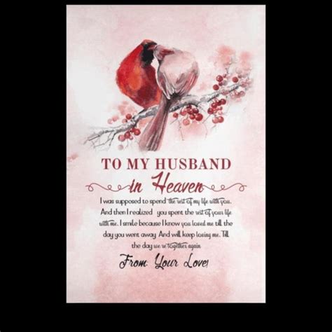To My Husband In Heaven Cardinal Poster Canvas Memorial Canvas Etsy