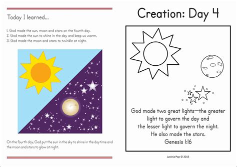 Sunday School Lesson 4 Day 4 Of Creation Sun Moon And Stars In My
