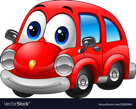 Cartoon Funny Red Car Royalty Free Vector Image