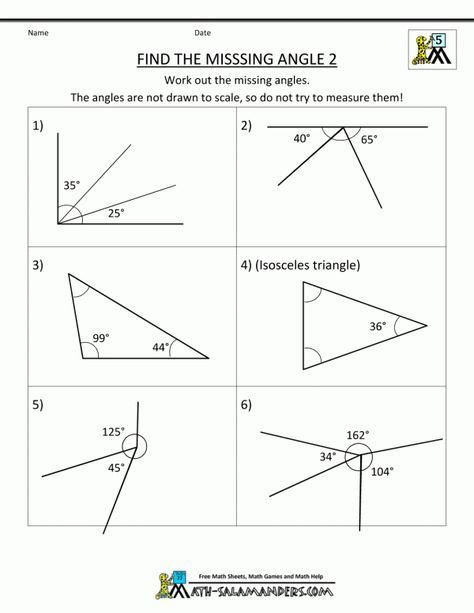 Angles Worksheet For Grade 7