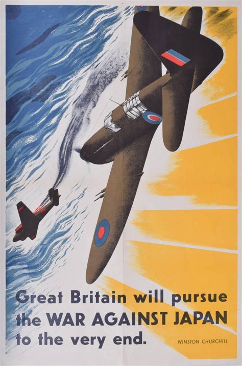 Unknown Original Ww2 Poster Propaganda Winston Churchill War Against