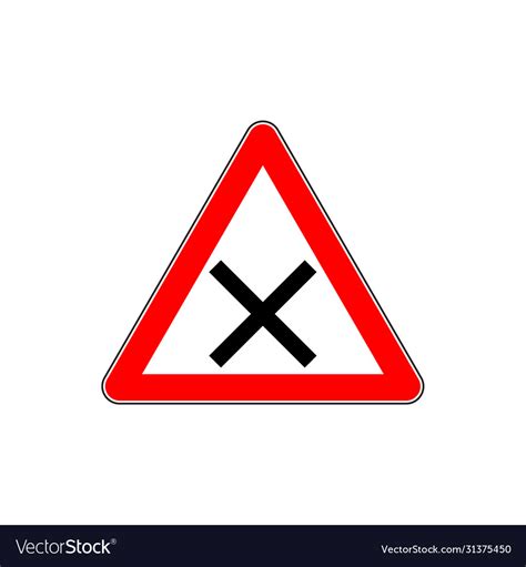 Indicating Warning Road Sign For Intersection Vector Image
