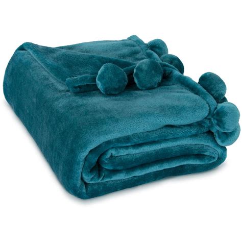 Mainstays Cozy Velvet Plush Pom Pom Throw Blanket