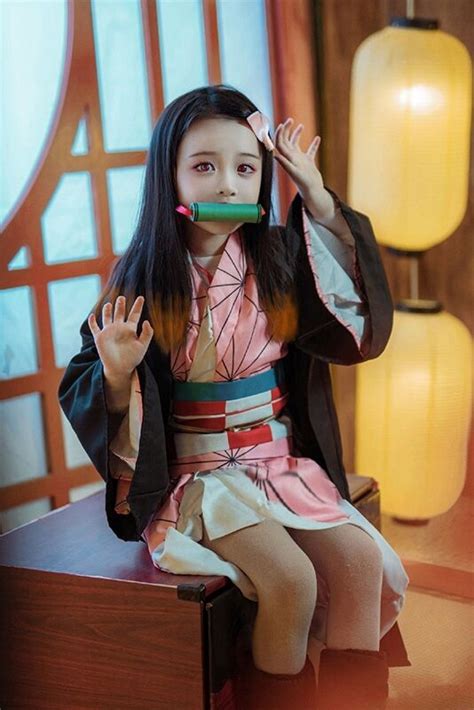 Kids Nezuko Kamado Kimono Cosplay Costume Demon Slayer Kimetsu No Y