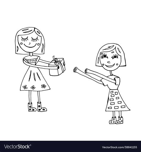 Mom Gives Her Daughter A Birthday Present Vector Image