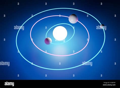 3d Illustration Model Of A Solar System With Orbiting Planets In Orbits