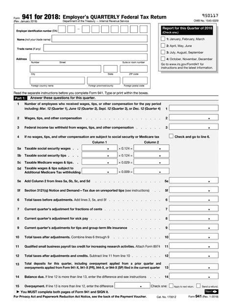 Irs 941 2018 Fill Out Tax Template Online Us Legal Forms