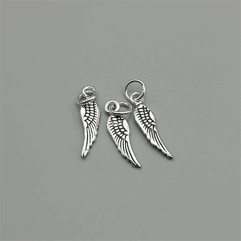 4 Sterling Silver Angel Wing Charms 925 Sterling Silver Etsy