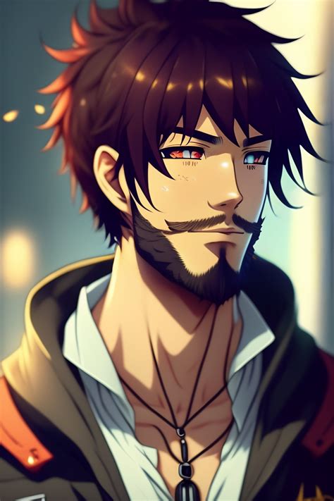 Lexica Cute Anime Man With Messy Hair And Short Beard