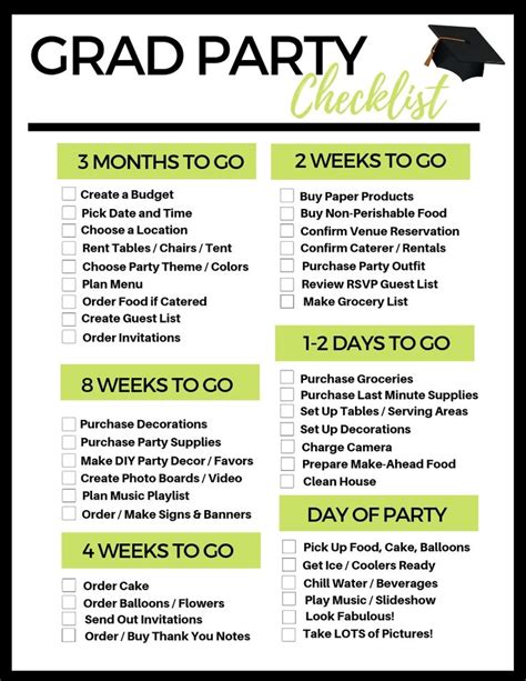 Free Printable Grad Party Checklist Graduation Party Planning