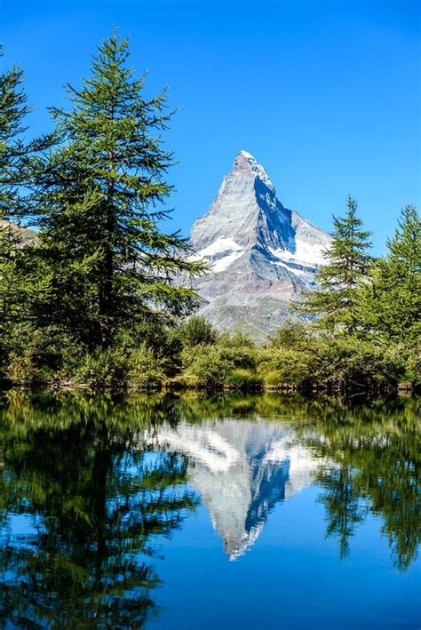 Grindjisee Beautiful Lake With Reflection Of Matterhorn At Zermatt