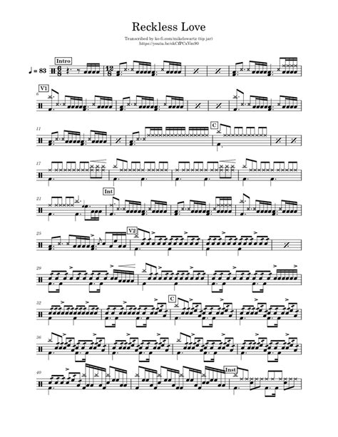 Reckless Love Cory Asbury Sheet Music For Drum Group Solo