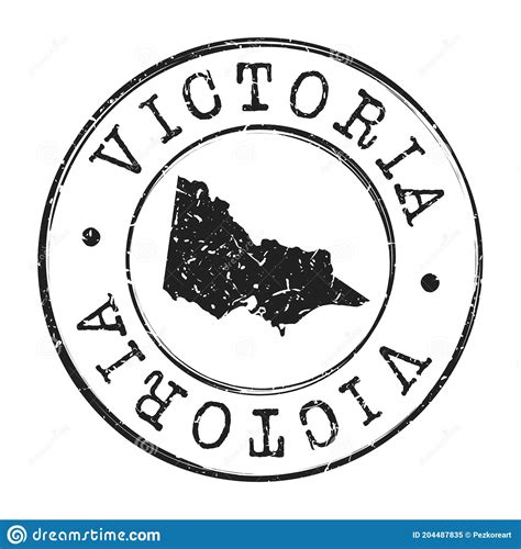 Victoria Canada Stamp Postal A Map Silhouette Seal Passport Round
