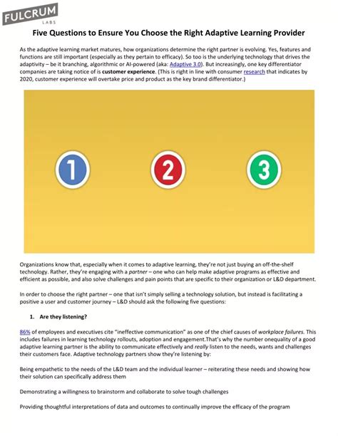 ppt five questions to ensure you choose the right adaptive learning provider powerpoint