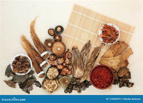 Traditional Chinese Herbs Used In Herbal Medicine Stock Image Image