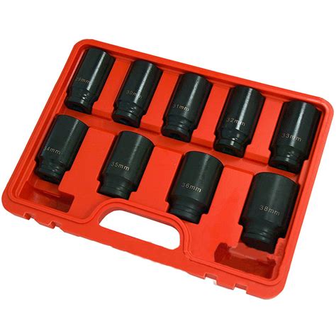 9 Piece Axle Nut Hub Impact Socket Set 1/2 Drive 29 30 31 32 33 34 35