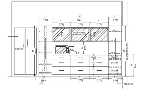 Kitchen Elevation With Appliances Model Cadbull