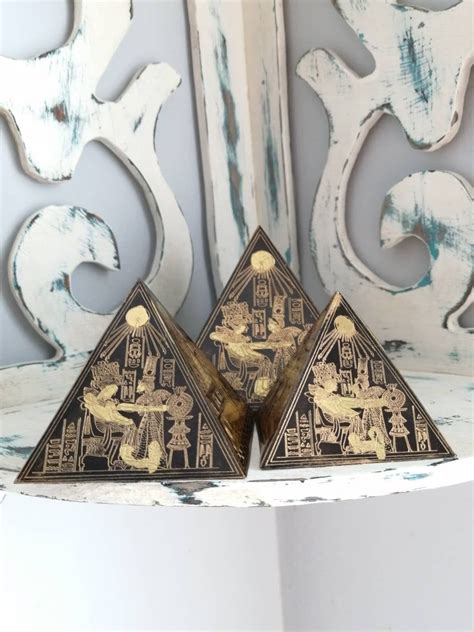 Brass And Copper Egyptian Pryamids Set Of 3 Vintage Etsy Canada Brass Paperweight