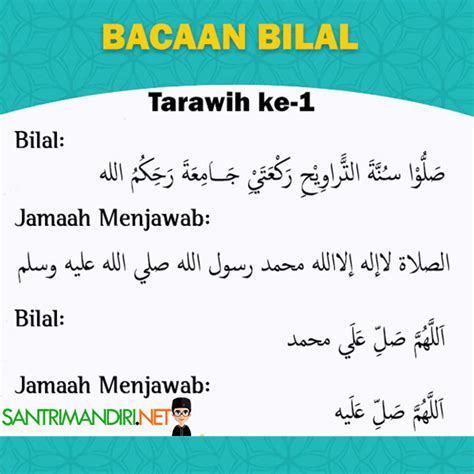 Bacaan Bilal Tarawih Rakaat Latin