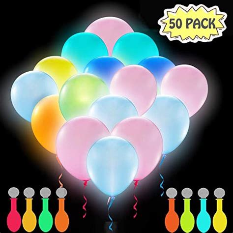 50 Pack Led Light Up Balloons Glow In The Dark Party Supplies Neon For