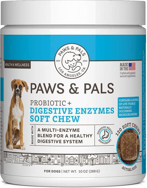 Paws And Pals Digestive Enzymes Chews Plus Probiotics Dog Supplement 120