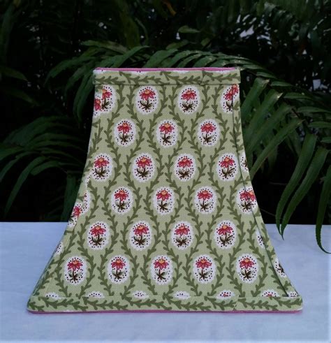 Square Bell Floral Lampshade Green Pink Lamp Shade
