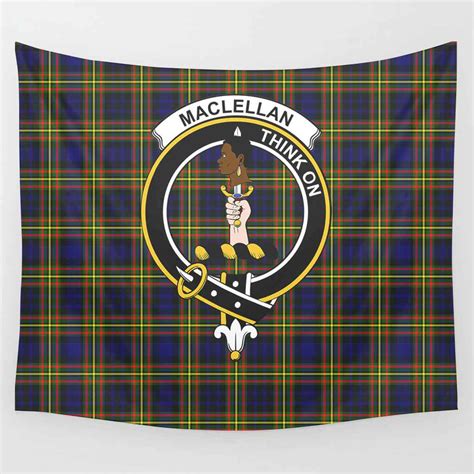 Scottish Maclellan Clan Crest Tartan Tapestry