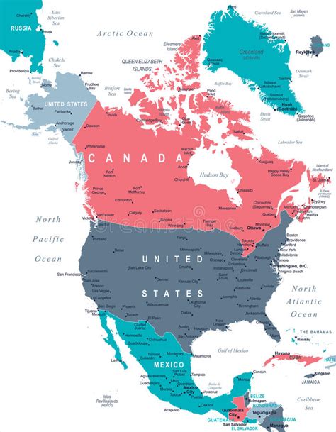 mapa de america do norte ilustração do vetor ilustração stock ilustração de belize