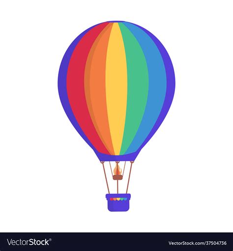 Hot Air Balloon With Colorful Rainbow Stripes Vector Image