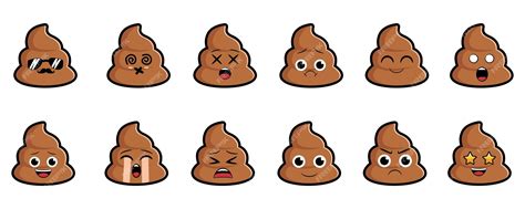 Premium Vector Poop Vector Collection With 12 Emoticons Set