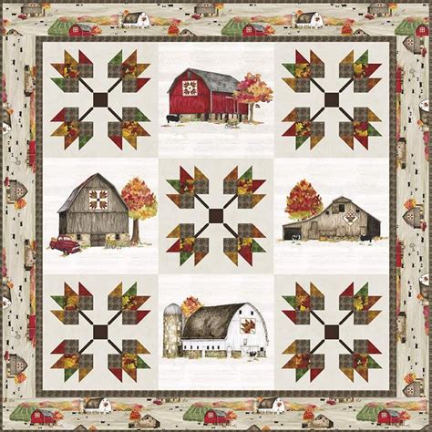 Fall Barn Quilts Panel Quilt Kit 8893332637158