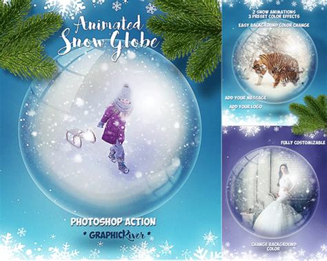 Animated Snow Globe Photoshop Action For Christmas
