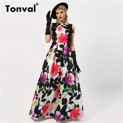 Tonval Plus Size 4xl Floral Maxi Dress Women Lace Summer Long Dress 2018 Vintage Retro Party