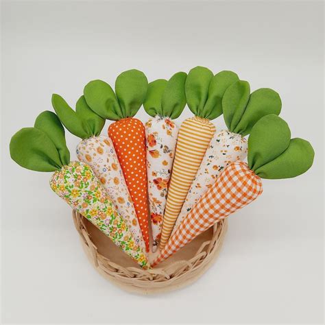 Set Of 7 Easter Carrots Fabric Carrots Spring Ornaments Easter Table