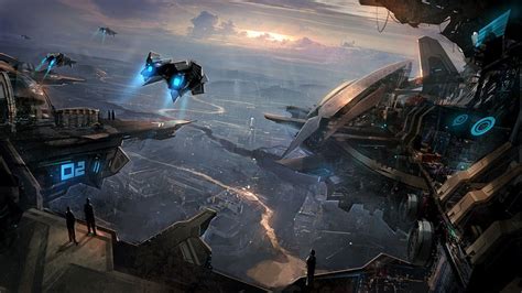 Science Fiction Spaceship Fantasy Art Concept Art Artwork City