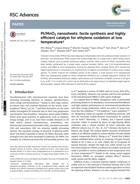 Pdf Ptmno 2 Nanosheets Facile Synthesis And Highly Efficient