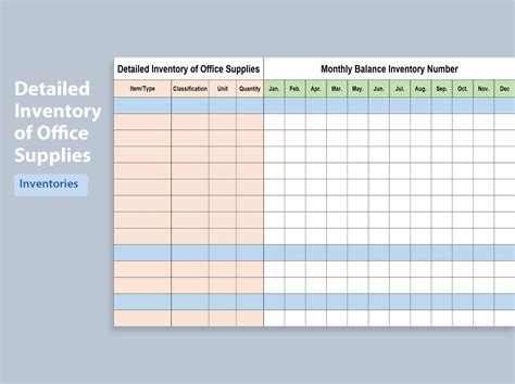 Excel Of Detailed Inventory Of Office Supplies Xls Wps Free Templates