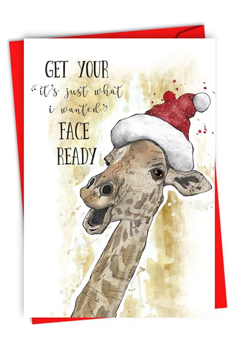 Funny Giraffe Christmas Greeting Card Animal Humor For Kids Parents