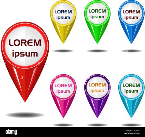 Colored Map Pointer Set Vector Set Of Seven Different Colored Map