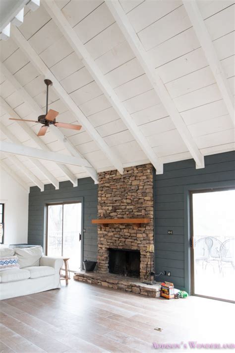 Dilute the paint of choice with water. Can You Believe It? I Painted Our Cabin WHITE!!!