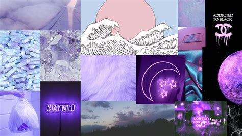 Download A Dreamy Purple Aesthetic Music Collage Wallpaper
