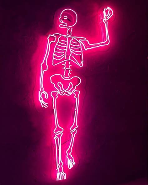 Neon Skeleton Skulllightart Highfive Bones Wallpaper Iphone