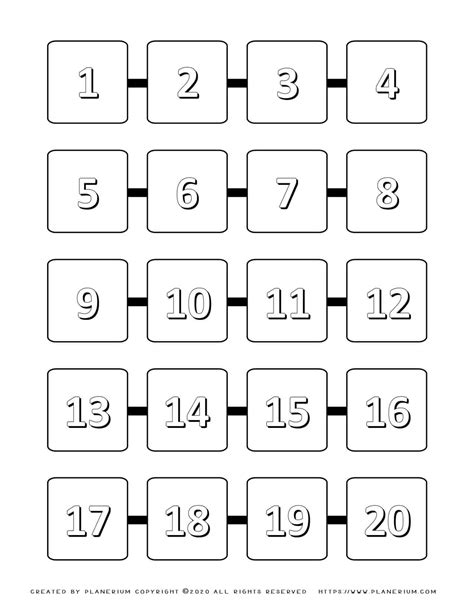 Number Coloring Pages 1 To 20 Free Printables Planerium