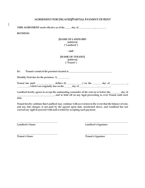 Rent Payment Agreement Template