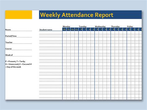 Excel Of Weekly Attendance Reportxlsx Wps Free Templates