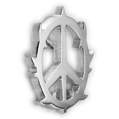 Large Guarded Peace Sign Charm 125 Inch In 18k White Gold Ebay