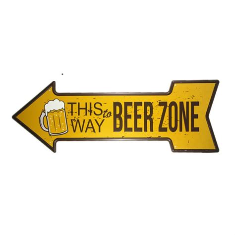 This Way Beer Zone Arrow Tin Signs Bar Posters Rustic Wall Plaque